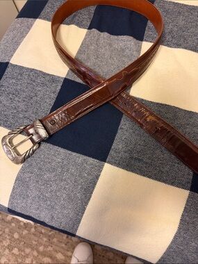 Lucchese Brown Leather Belt with Silver Buckle
